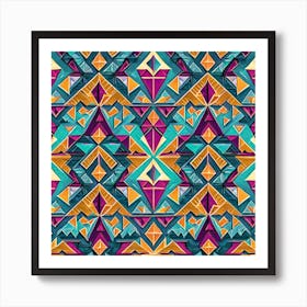 Firefly Beautiful Modern Abstract Detailed Native American Tribal Pattern And Symbols With Uniformed (2) 1 Art Print