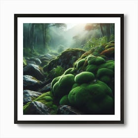 Mossy Rock Art Print