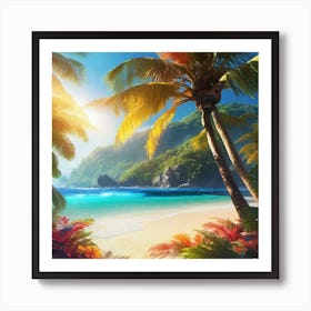 Palm Trees On The Beach 3 Art Print