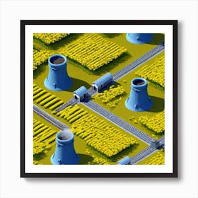 Isometric Illustration Of A Canola Field Art Print