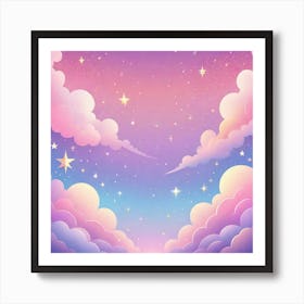 Sky With Twinkling Stars In Pastel Colors Square Composition 57 Art Print