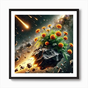 Meteorite Marigolds Art Print