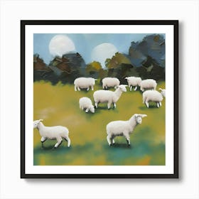 Sheep In The Meadow Art Print