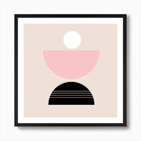 Pink And Black Abstract Painting Art Print