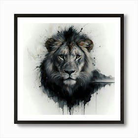 Paint Splat Lion Art Print