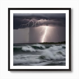 Lightning Over The Ocean 6 Art Print