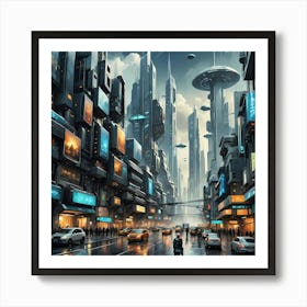 Busy City Streets Art Print