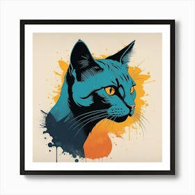 Blue Cat Art Print