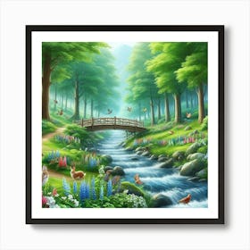 Bridge In The Forest 1 Art Print