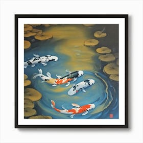 Koi Swimming Art Print