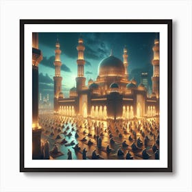 Islamic Mosque At Night 5 Art Print
