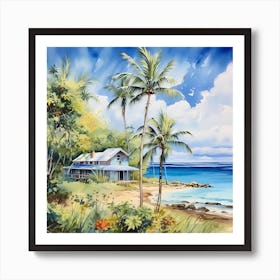 AI Island Euphony: Abstract Odes to Caribbean Beauty Art Print