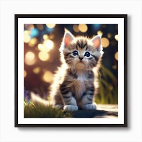 Kitten At Night Art Print