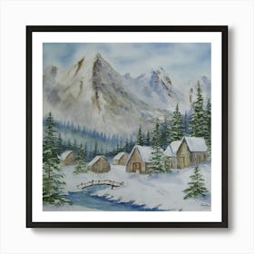 Winter Cabins Art Print