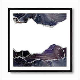 Black & Silver Glitter Agate Texture 08 Art Print