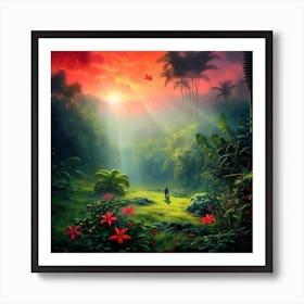 Leroyjenkins A Raining Tropical Island Mist Of Fog Light Throug B425e2e8 78a8 47d4 92dd 7a28836c9e1b Art Print