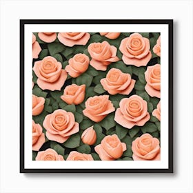 Peach Roses 3 Art Print