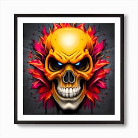 Skull With Flames 1 Art Print