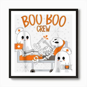 Boo Boo Crew Ghost Doctor With Paramedic Emt Nurse Halloween Art Print