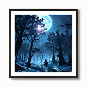 Full Moon In The Forest Art Print