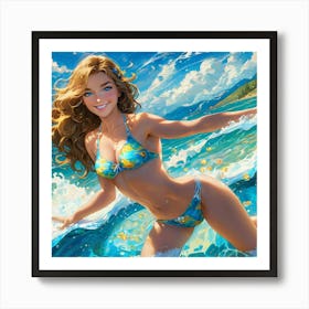 Sexy Girl In Bikini guj Art Print