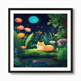 Cat In The Garden 2 Art Print