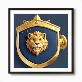 Default Logo Of A Shield With A Lions Head And A Star On It V 2 Art Print