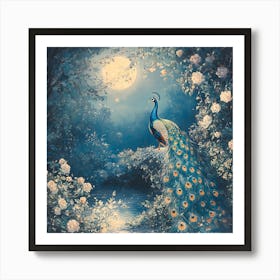 Peacock In The Moonlight 8 Poster