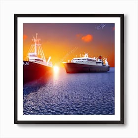 Sunset On The Sea Art Print