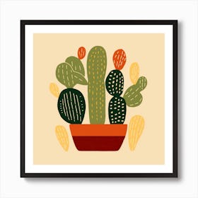 Rizwanakhan Simple Abstract Cactus Non Uniform Shapes Petrol 33 Art Print