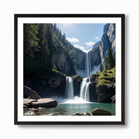 Waterfall Down The Mountain Poster