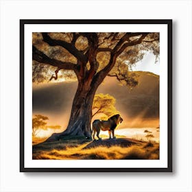 Lion Under The Tree 20 Art Print