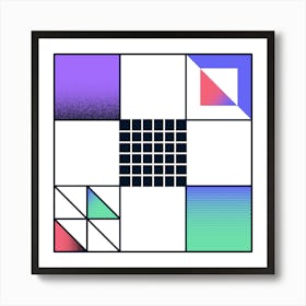 Minimalist Playful Geometric Tech Pattern Art Print