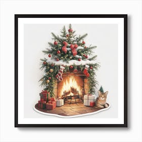 Absolute Reality V16 Sticker Christmas A Tree Placed Next To A 0 Art Print
