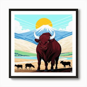 Bull In The Desert 4 Art Print