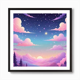 Sky With Twinkling Stars In Pastel Colors Square Composition 35 Art Print