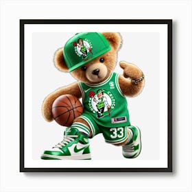 Boston Celtics Teddy Bear Art Print