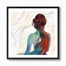 Woman With Colorful Hair 15 Art Print