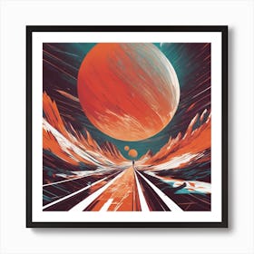 Mars Is Walking Down A Long Path, In The Style Of Bold And Colorful Graphic Design, David , Rainbow (1) Art Print