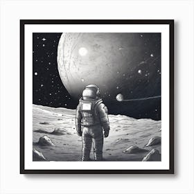 Astronaut On The Moon Art Print