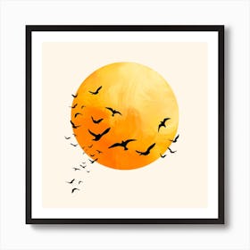 Sun And Bird Design Art Print