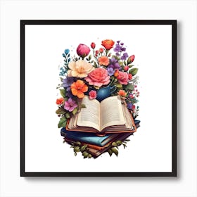 Flower With Book Art Print