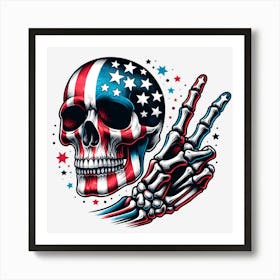 American Flag Skull 5 Art Print