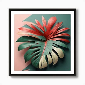 Aesthetic style, Abstraction with tropical leaf 11 Art Print