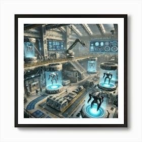 The Interior Of A Futuristic Mech Factory In The K Art Print