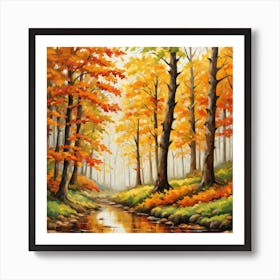 Forest In Autumn In Minimalist Style Square Composition 356 Art Print