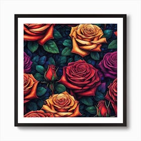 Roses Wallpaper Art Print