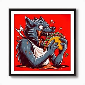 Wolf Eating Taco 1 Art Print