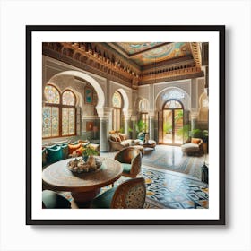 The dining hall in the middle of a traditional Moroccan house 4 Art Print