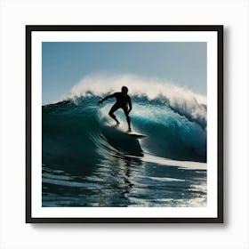 Surfer Riding A Wave 1 Art Print